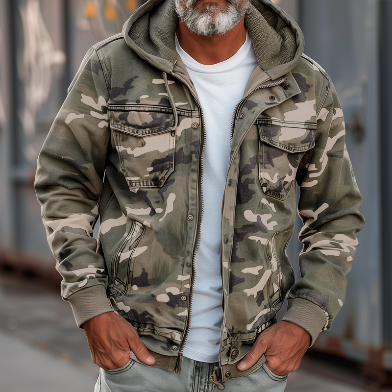 RUGGED | Giacca Cargo Camouflage con Cappuccio e Multi-Tasche