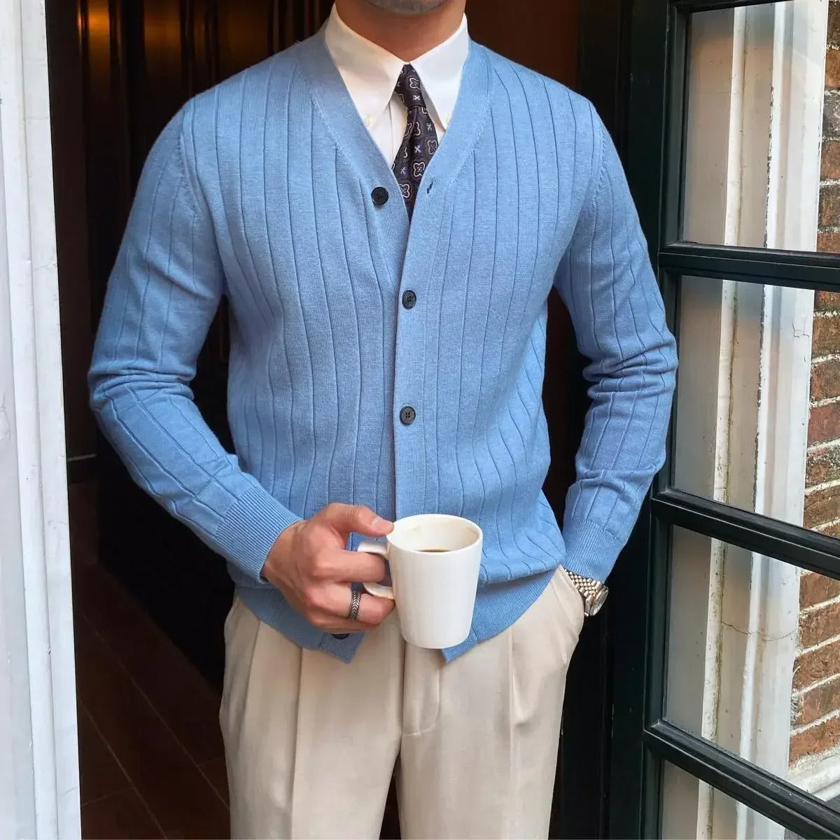 NANDO™ | Maglione raffinato da uomo con bottoni eleganti