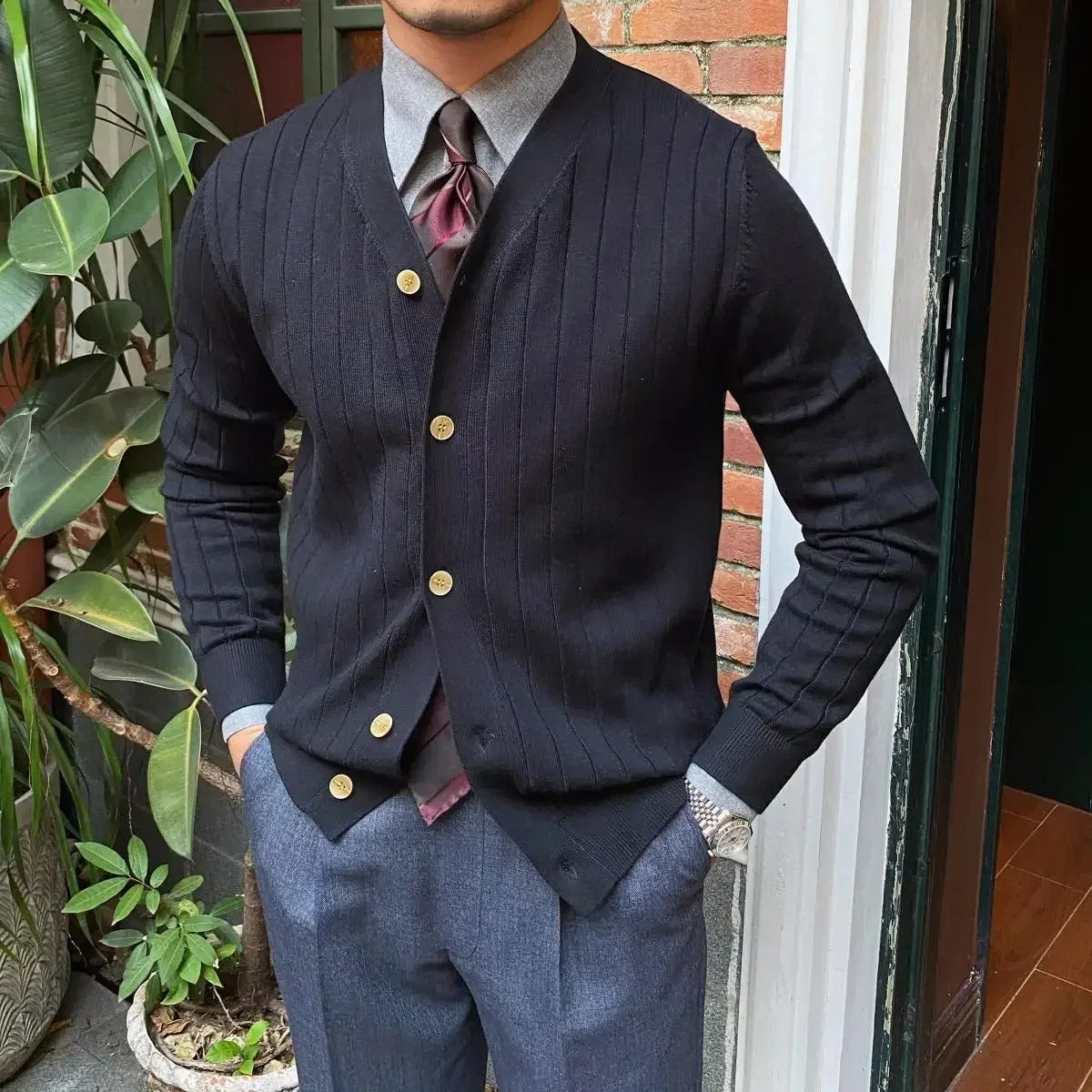 NANDO™ | Maglione raffinato da uomo con bottoni eleganti